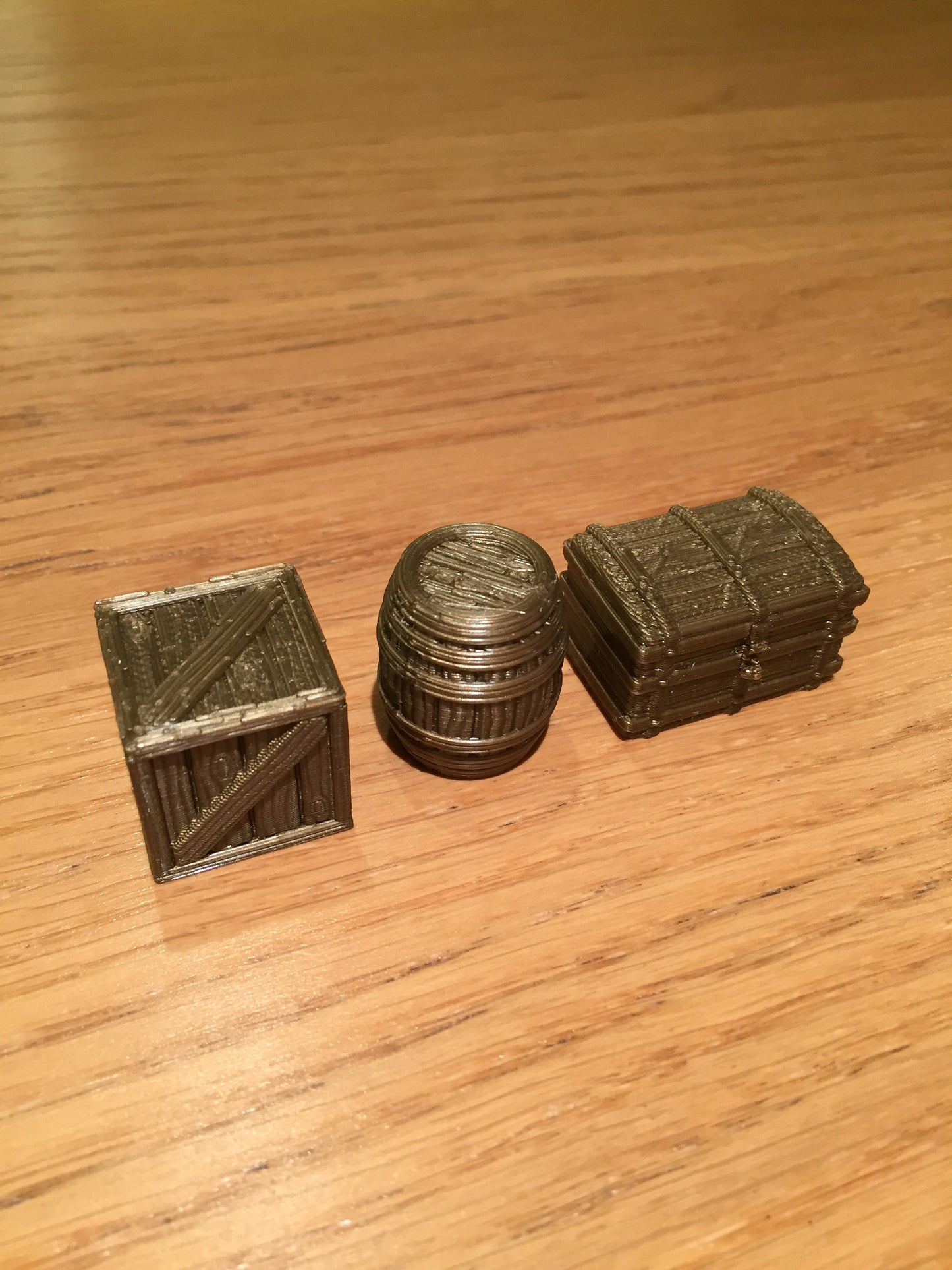 Barrels, Crates, and Chests - 8 of each - Gloomhaven / DnD / Wargaming / Terrain / Dungeons and Dragons / Tabletop